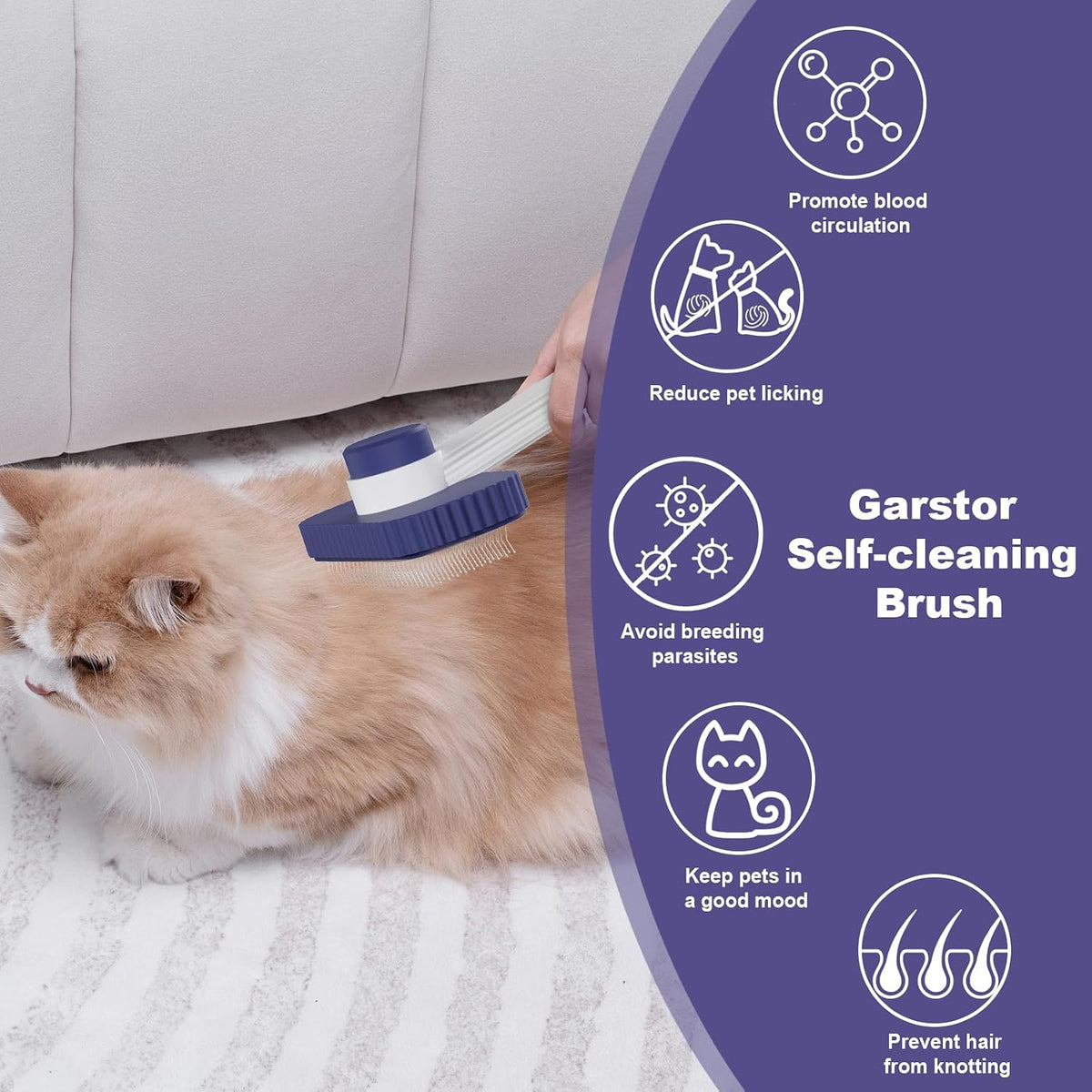 Garstor professional shedding brush for long and short haired cats