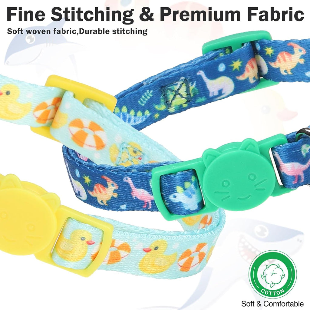 Adjustable quick release kitten collar with safety buckle and removable bell close up
