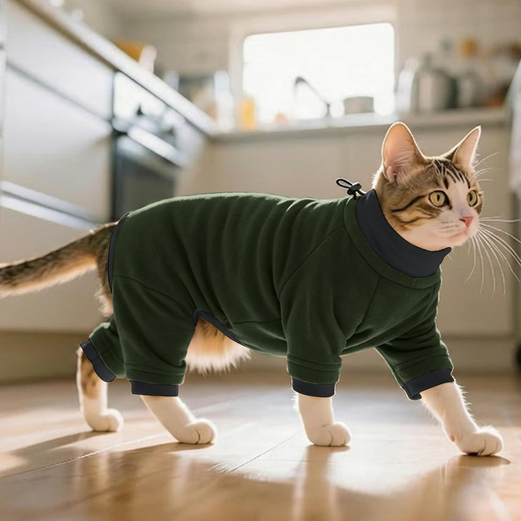 PUMYPOREITY anti-shedding pet jumpsuit side profile view