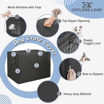 Explore Land durable black dog cage cover bottom toggle fasteners secured to wire frame