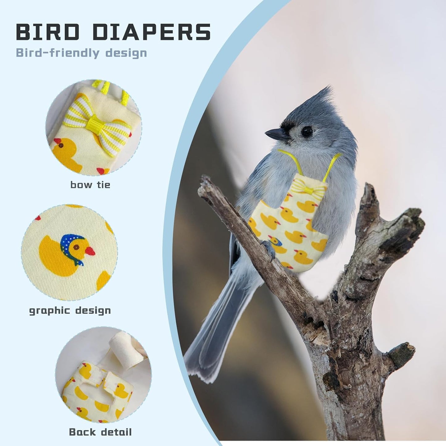Reusable bird clothes with waterproof inner lining spread flat