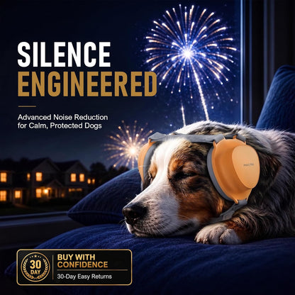 Side profile of Pawlyra dog hearing protection earmuffs emphasizing the thick acoustic foam padding.