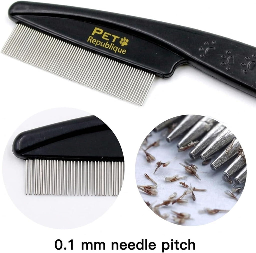 Close up of Pet Republique flea comb fine metal pins