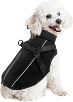 Fiveda cold weather dog jacket black small size showing back zipper details