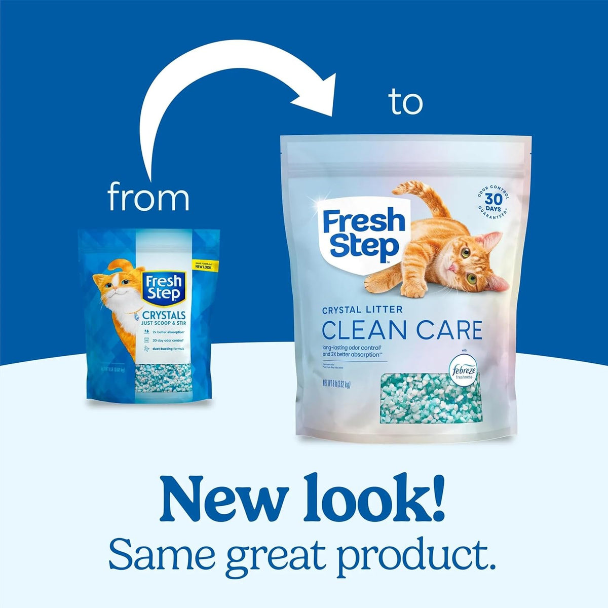 Fresh Step crystal cat litter bag showing 16 pounds total weight