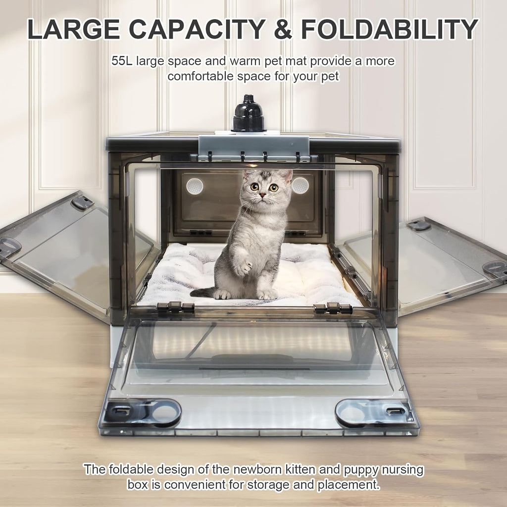 GIFANK kitten brooder nursery highlighting the integrated nebulization and oxygen adapter ports