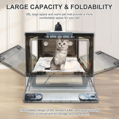 GIFANK kitten brooder nursery highlighting the integrated nebulization and oxygen adapter ports