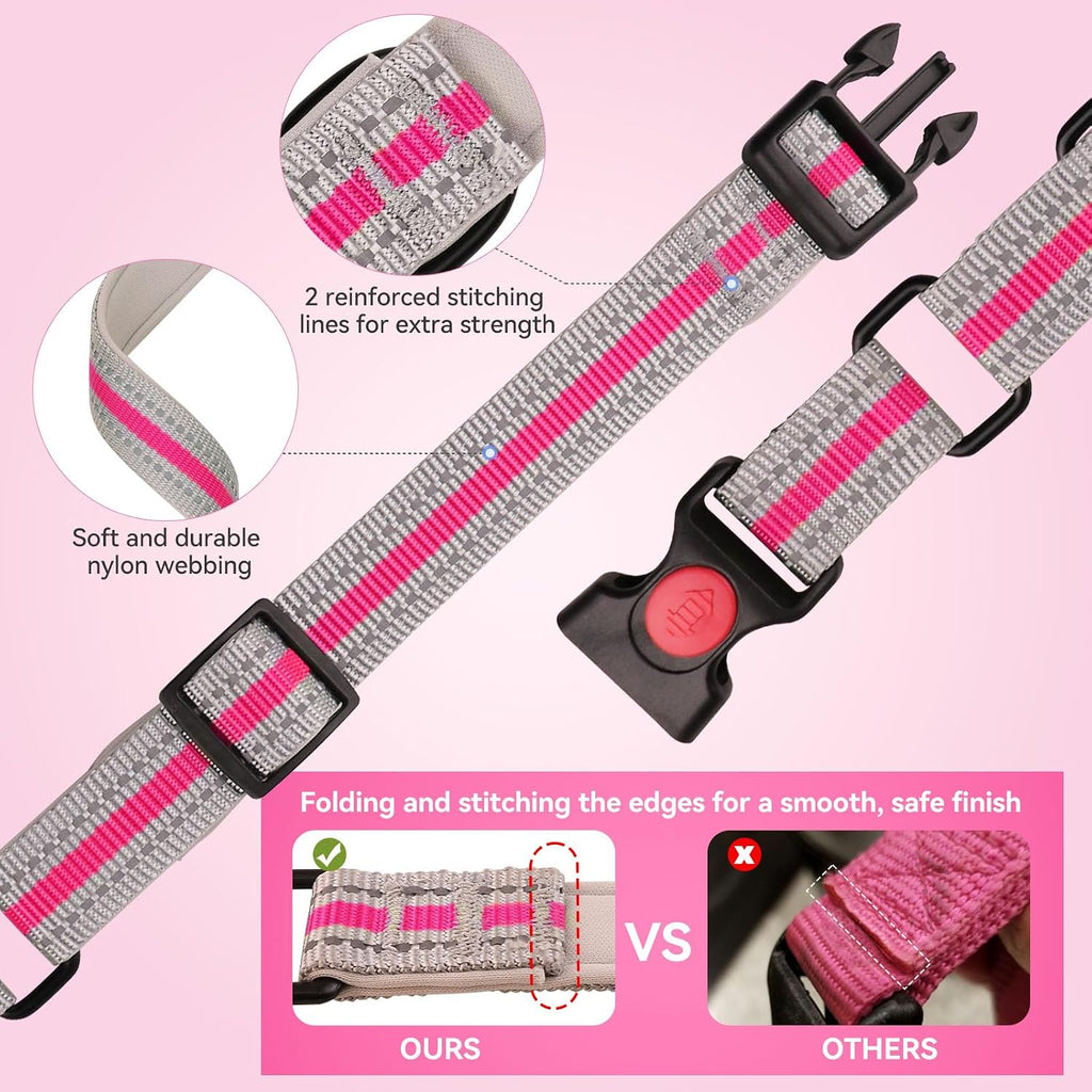 QDYU padded pet collar with durable alloy hardware for medium breeds
