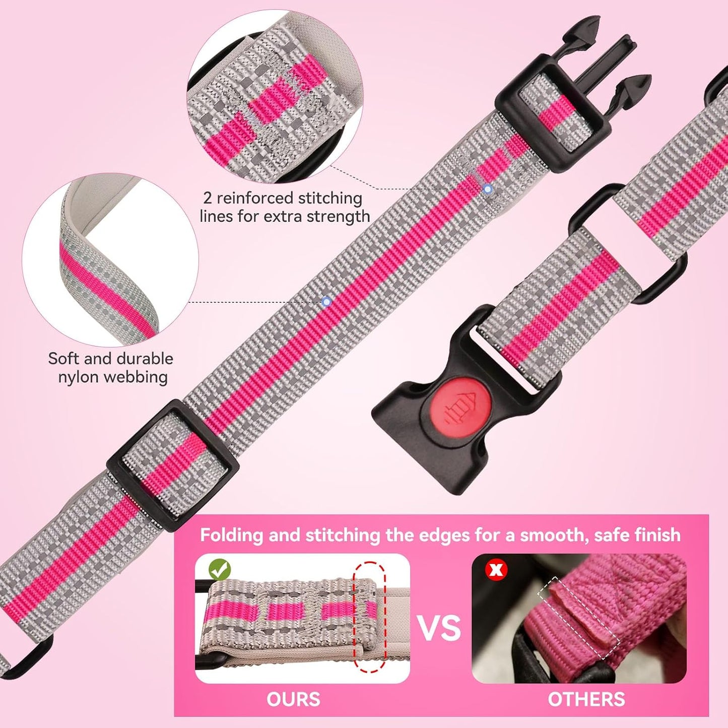 QDYU padded pet collar with durable alloy hardware for medium breeds
