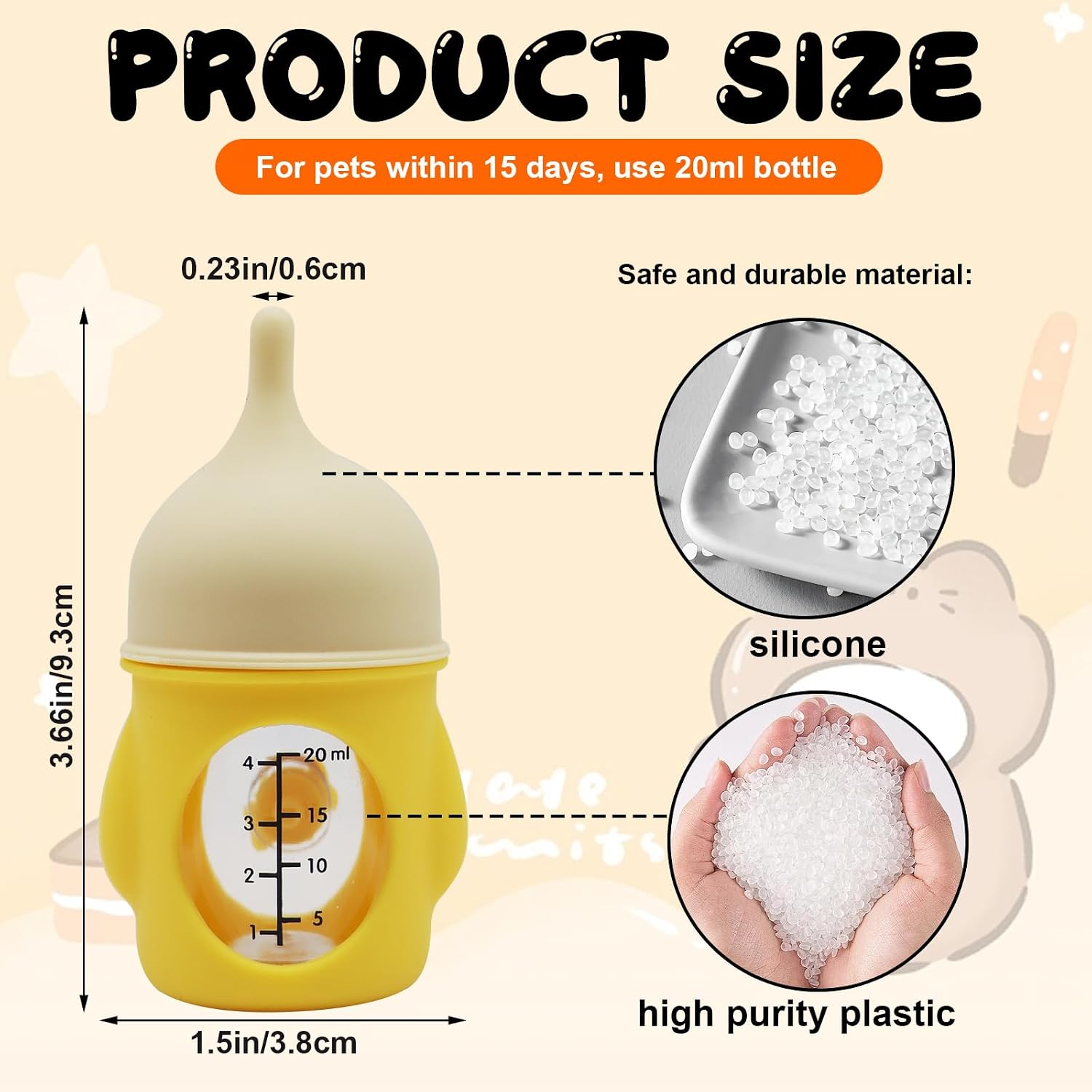 Lenpestia puppy and kitten nursing bottle with anti-choking valve mechanism close up.