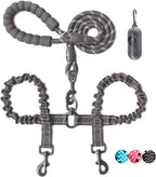 BAAPET dual small dog leash package laid out with lemon scented waste bags.