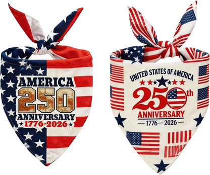 Blttopu 250th Anniversary USA patriotic dog bandana front view
