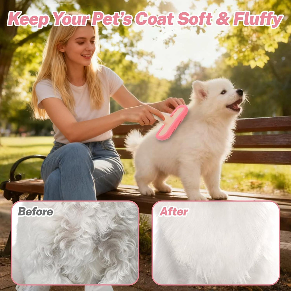Gentle rabbit de-shedding brush showing flexible silicone tips
