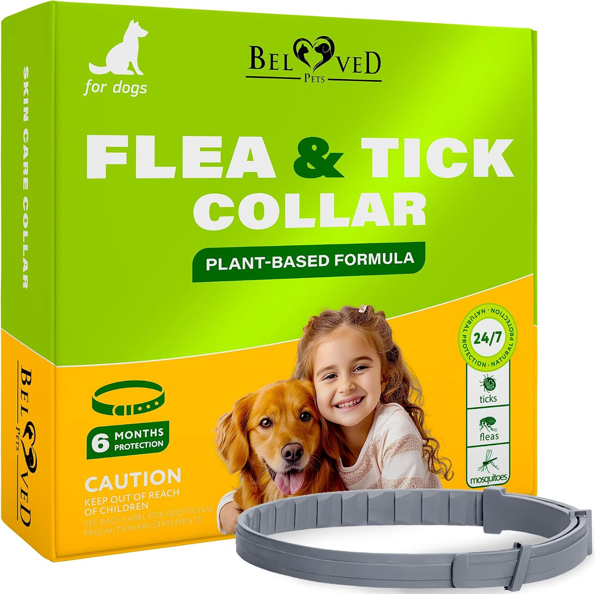 Beloved Pets natural flea and tick collar for dogs front view packaging