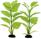 DVHEY Silk Aquarium Plants front view of two pack twelve inch light green artificial decorations.