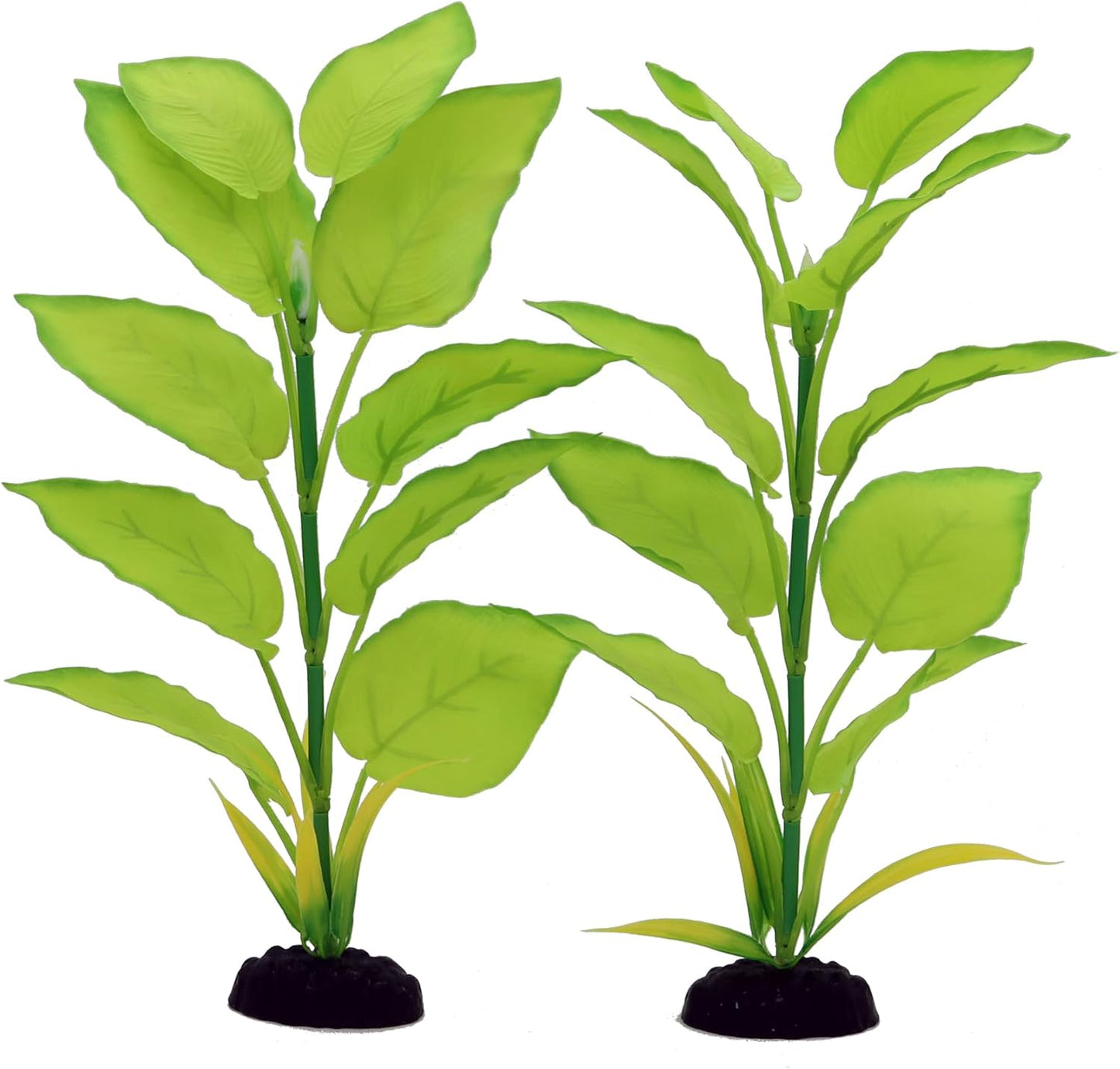 DVHEY Silk Aquarium Plants front view of two pack twelve inch light green artificial decorations.