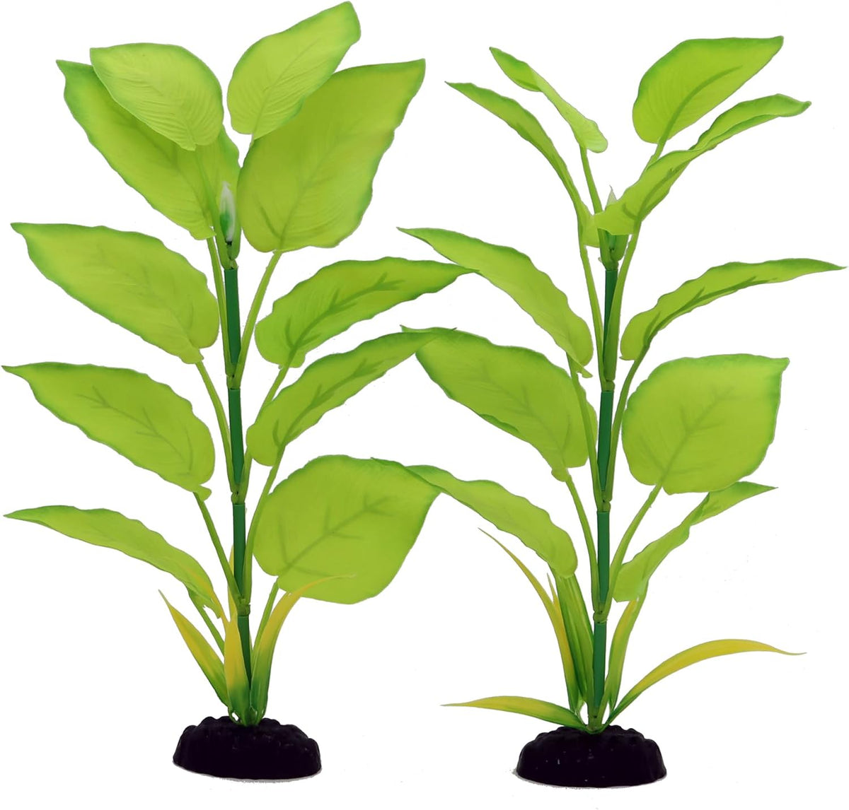 DVHEY Silk Aquarium Plants front view of two pack twelve inch light green artificial decorations.
