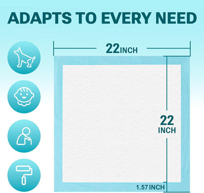 Side view of a stack of Clean Spaces one hundred count puppy pads highlighting compact storage.
