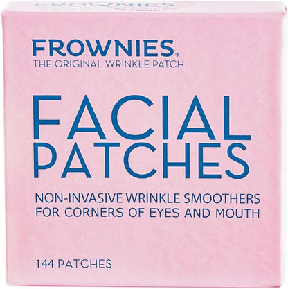 Frownies Corners of Eyes and Mouth 144 Patches front view of the packaging showcasing the authentic anti wrinkle face tape.