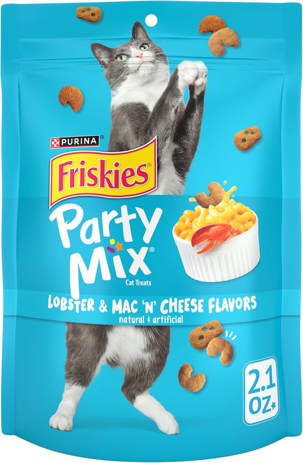 Purina Friskies Cat Treats, Party Mix Lobster & Mac 'N' Cheese Flavors - (Pack of 6) 6 oz. Pouches - Image 14