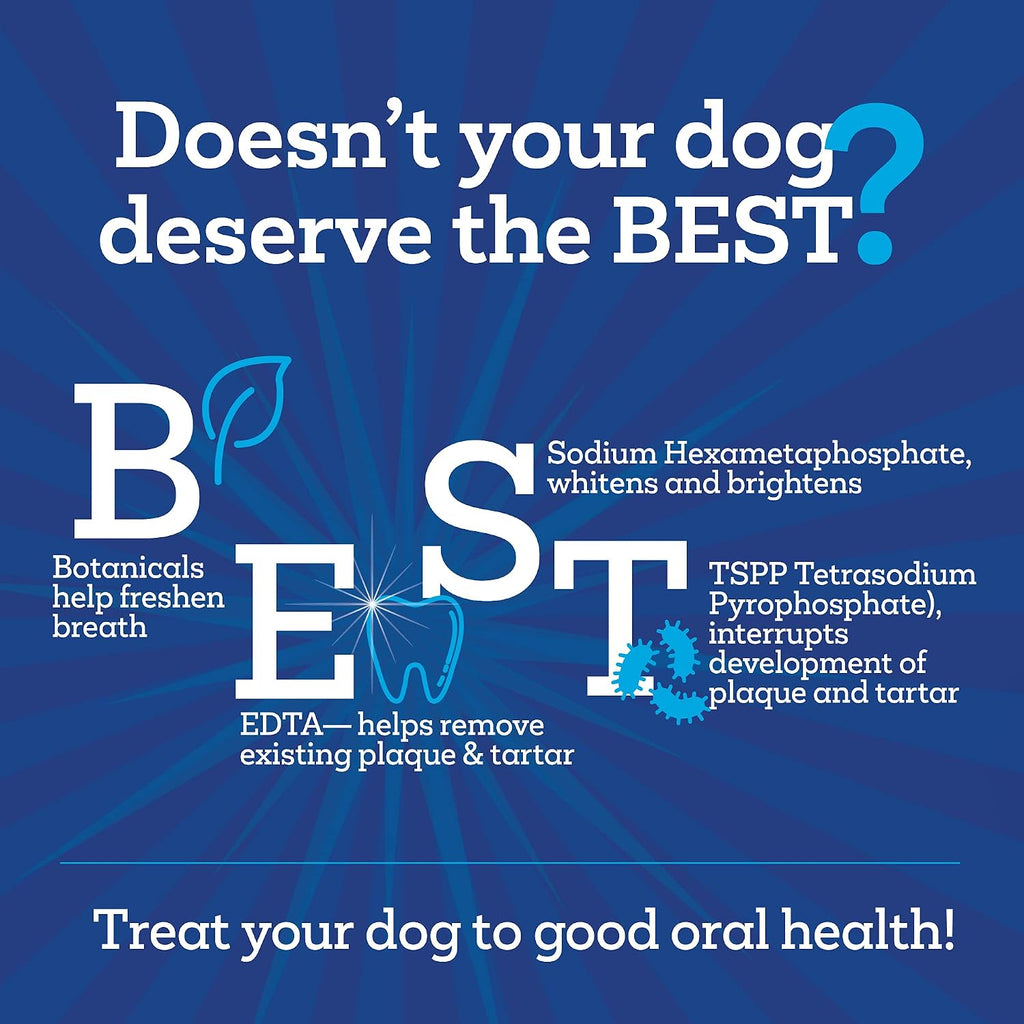 Side view of Vetality dog dental chews showing B.E.S.T. Complex label