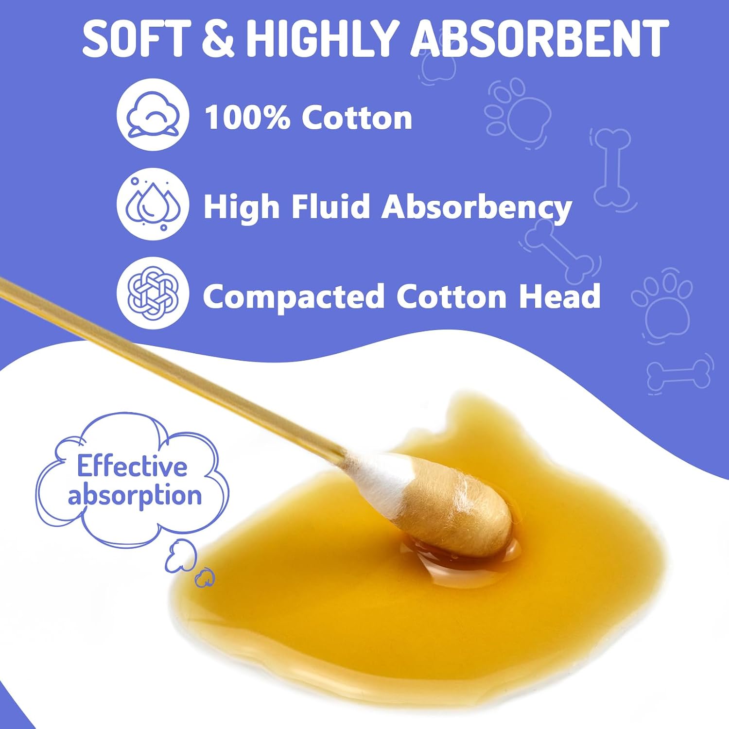 Using long bamboo cotton swabs for dog ear cleaning