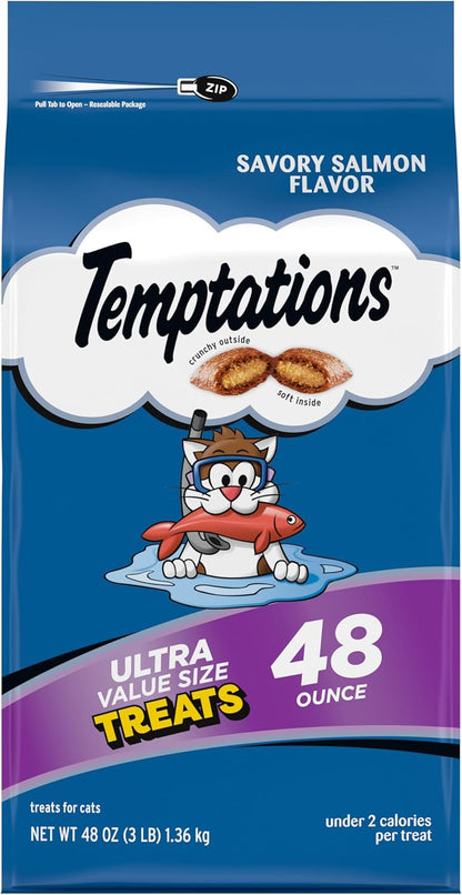 Temptations Cat Treats Classic Crunchy and Soft Cat Treats, Savory Salmon Flavor, 16 oz. Tub - Image 15