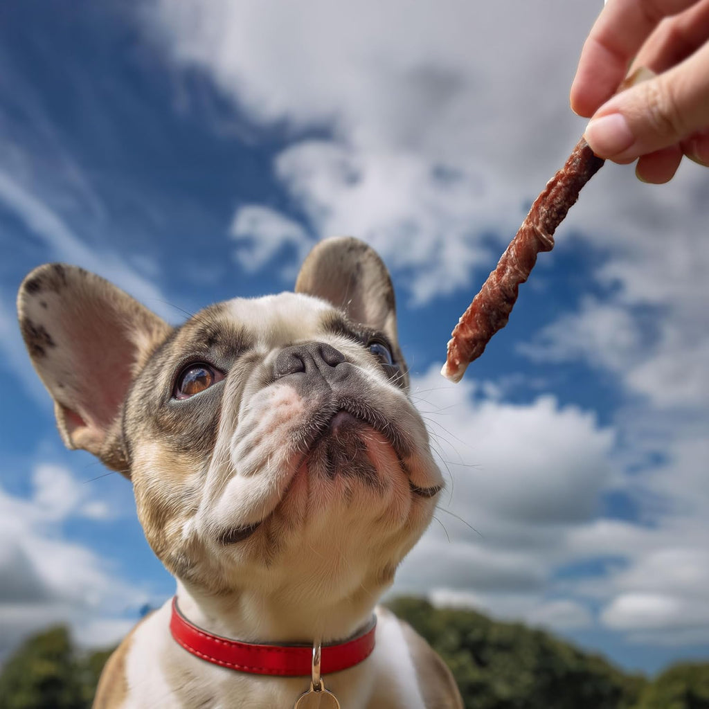 Pet 'n Shape all natural duck breast wrapped rawhide sticks detail.