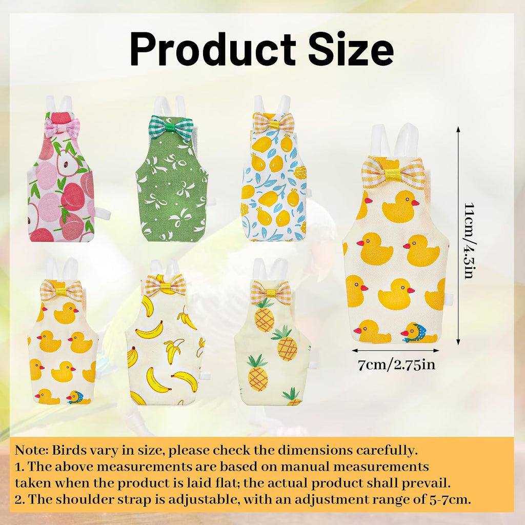 Washable parrot diaper set displayed with various colorful fruit patterns