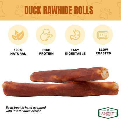 All natural grain free and gluten free duck basted rawhide retriever rolls