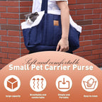 ETIAL Small Dog Carrier Purse, Winter Fleece Warm Dog Tote Bag Carrier with Secure Harness Clip for Puppy Kitten, Waterproof Pet Travel Handbag for Shopping, Hiking and Walking (Black) - Image 4