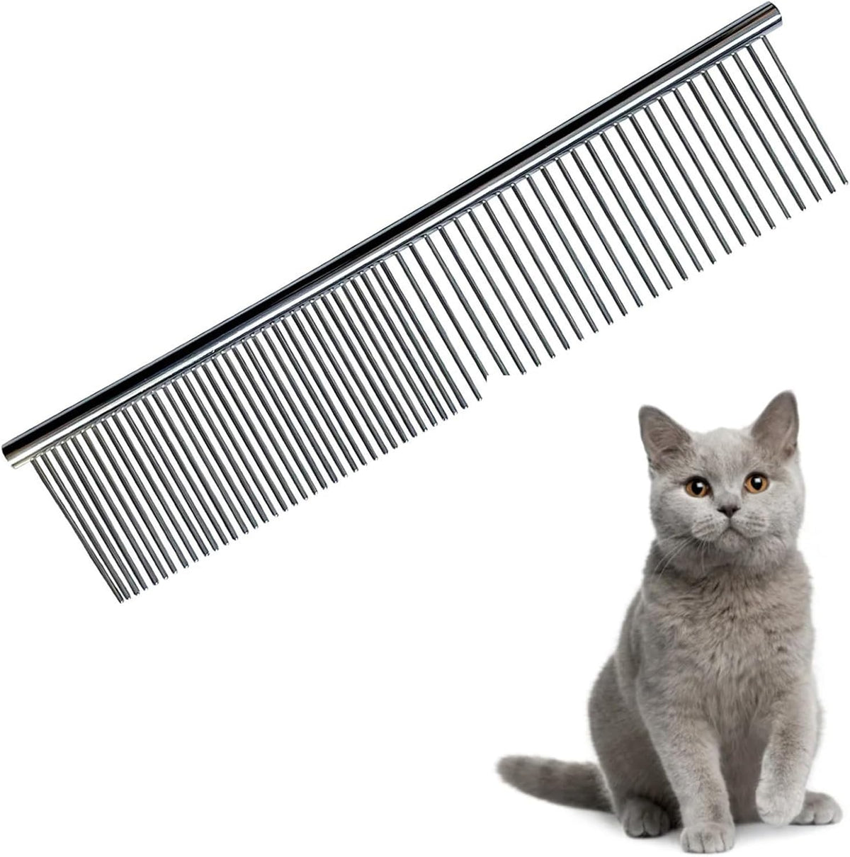 MGI Incorporates Pet Grooming Comb front view showing stainless steel teeth.