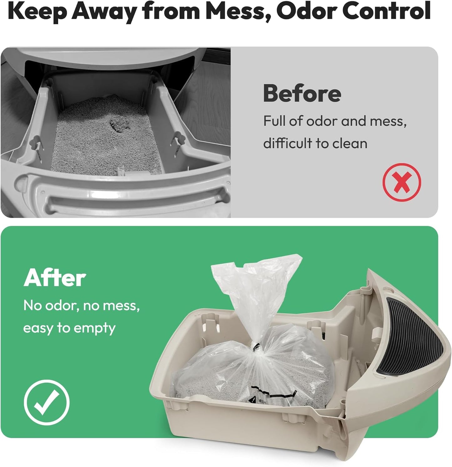 AMOGOGOPET clear leakproof waste drawer liners for automatic litter box