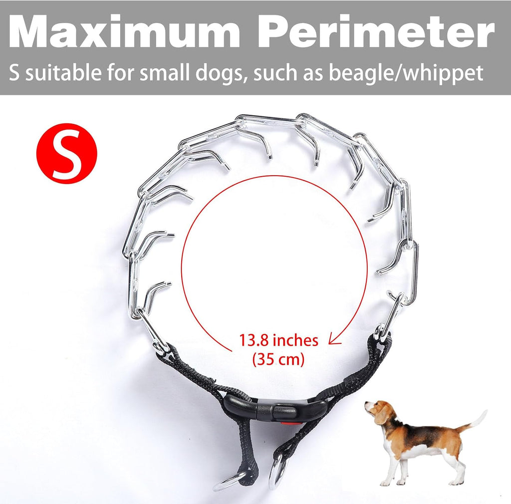 Side view of the humane canine correction collar emphasizing the secure snap buckle closure