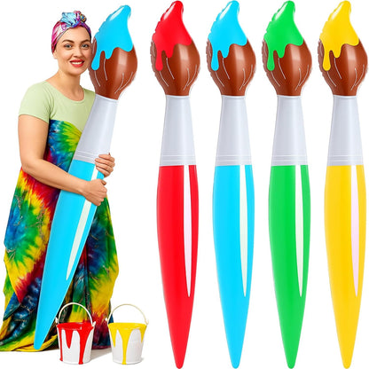 VercanMonth giant inflatable paint brushes four piece set front view for art party decorations.