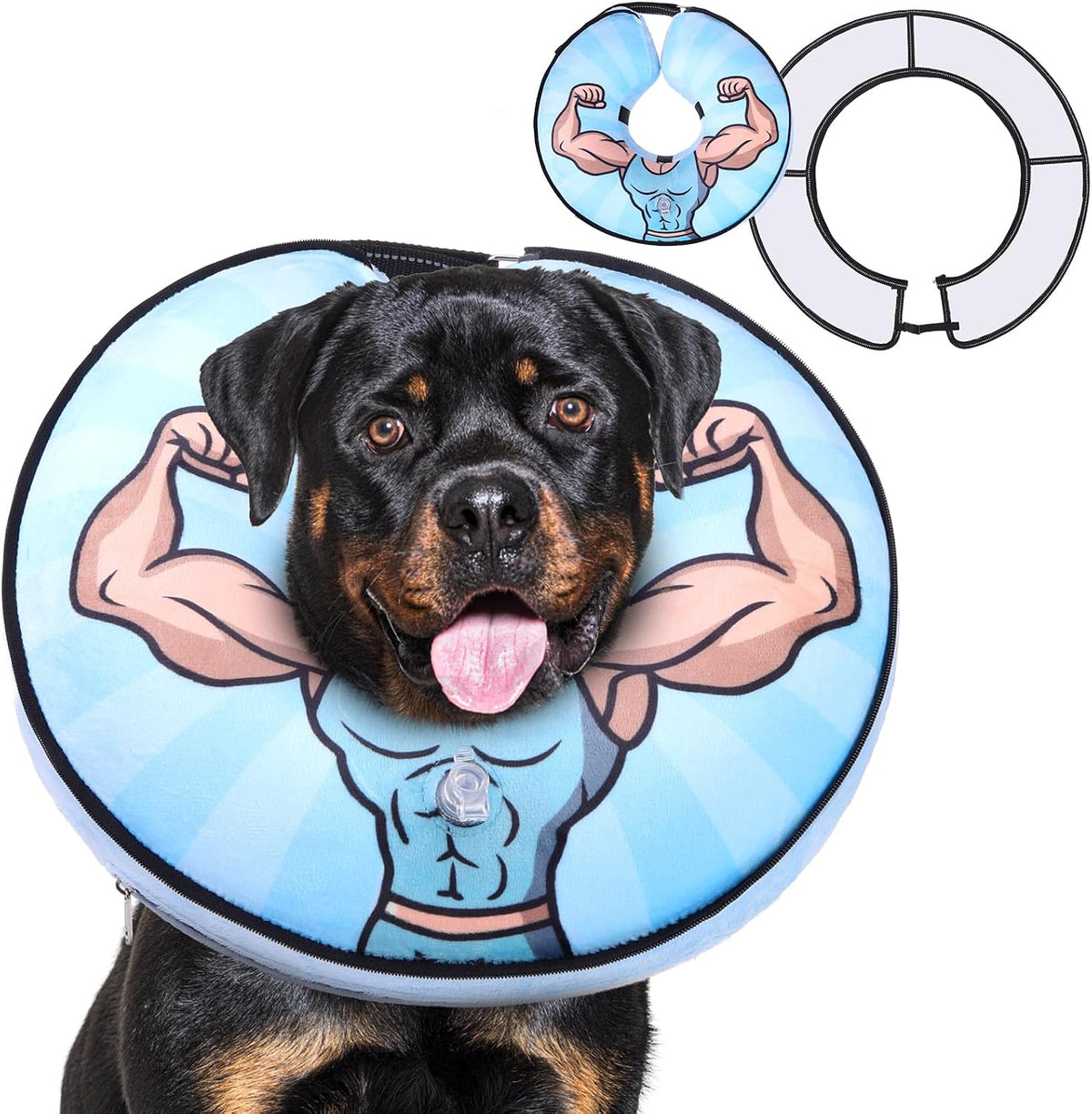 KOOLTAIL pet recovery donut collar demonstrating wider protective anti licking area