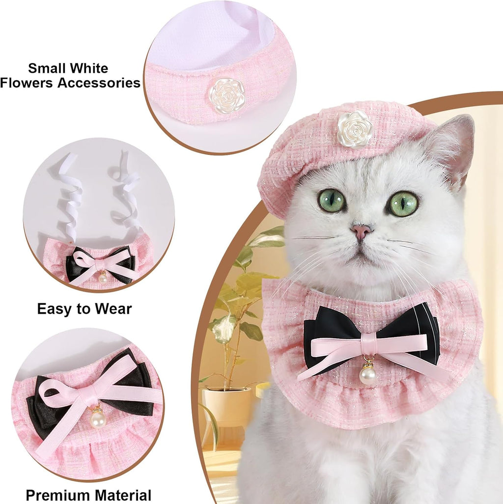 Small dog wearing elegant Howwfaly princess costume set with pearl accent