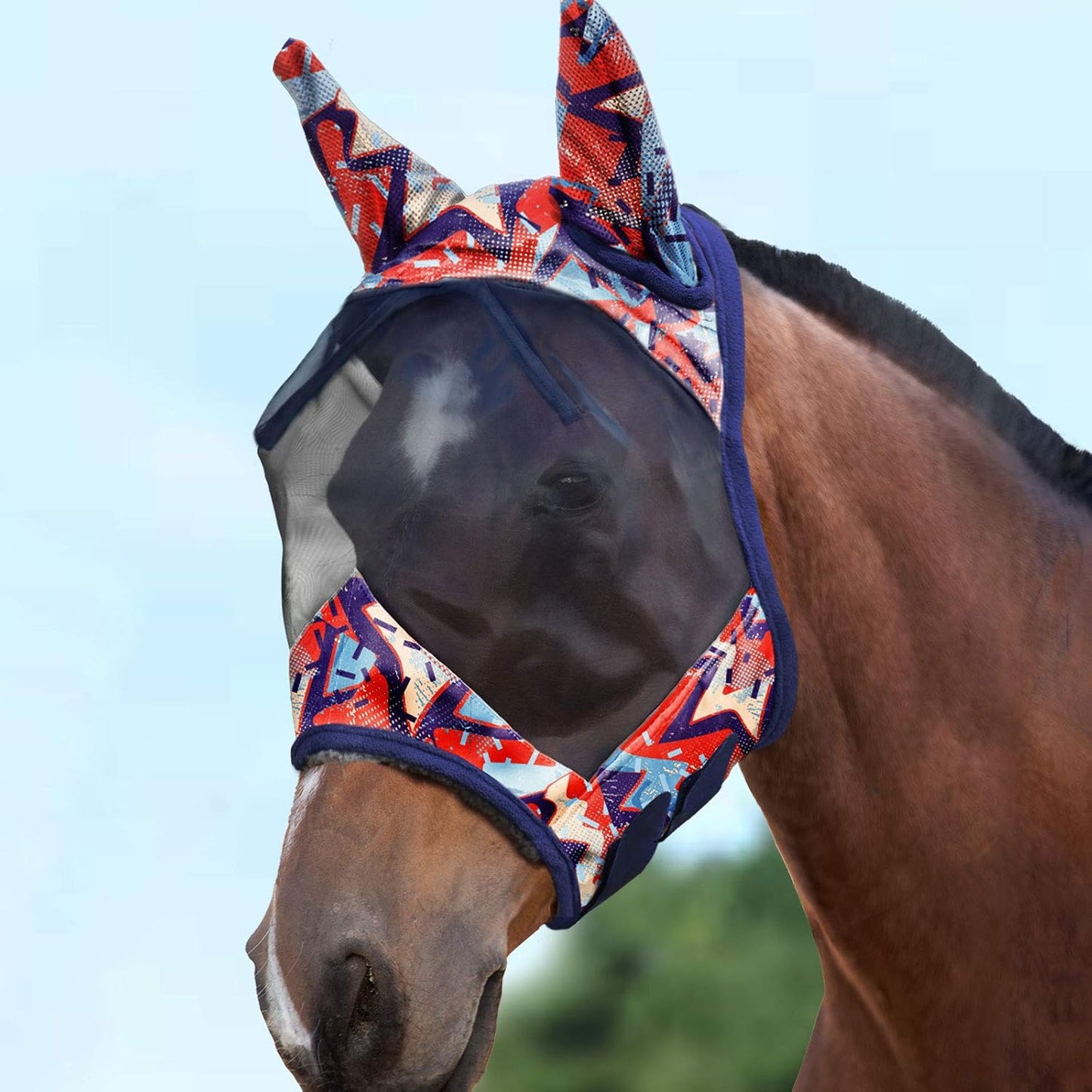 Harrison Howard LumiVista Horse Fly Mask Standard with Ears UV Protection for Horse Dream Star L Full Size - Image 14