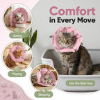 Pawfun small pink cat cone adjusted for clear vision during eating