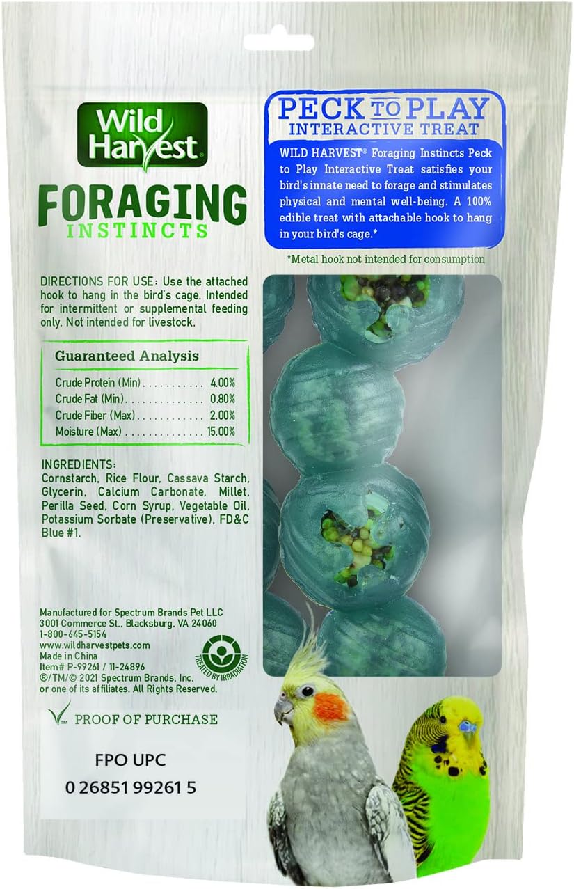 Wild Harvest small bird treat hanging in a cage example