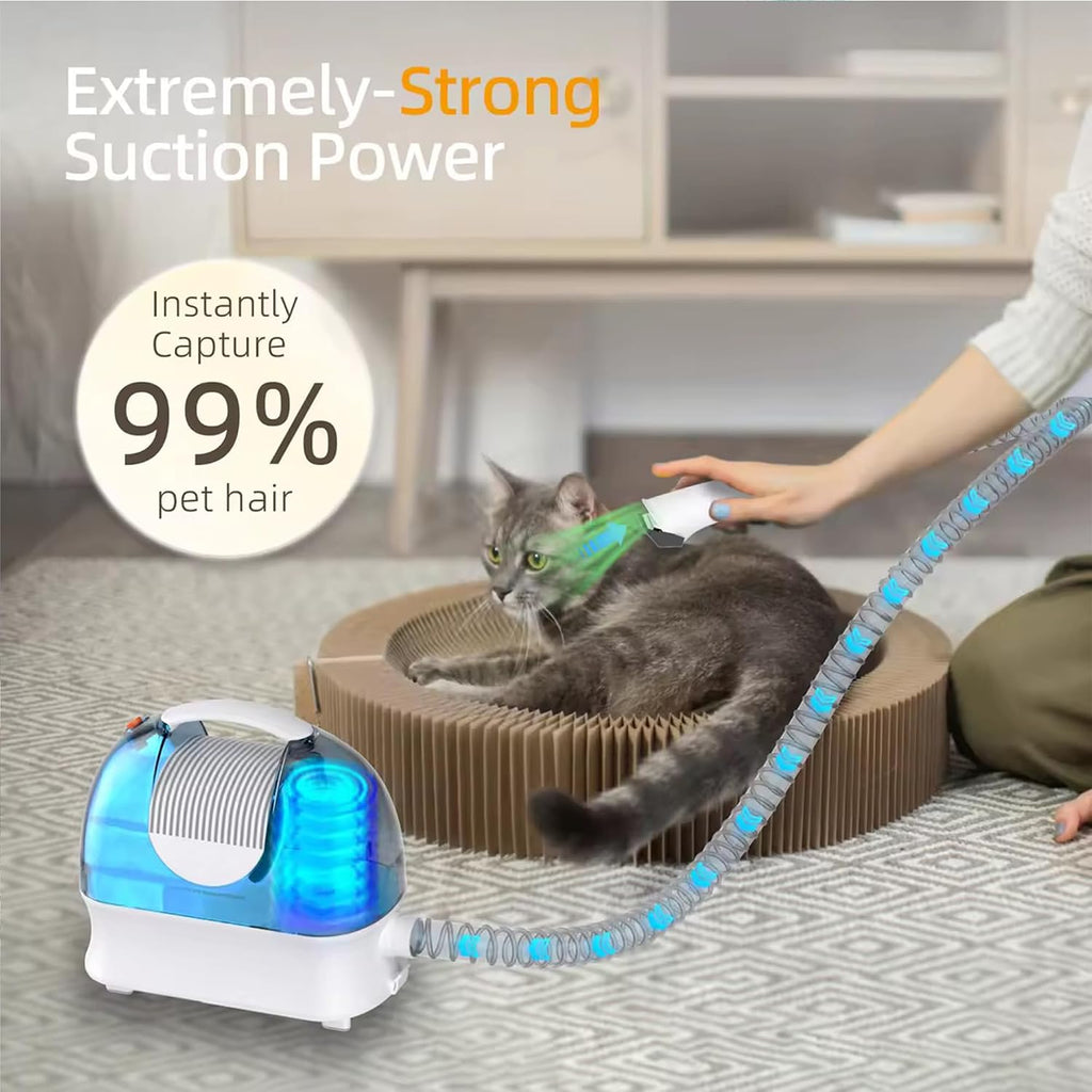 SpeedBoost de-shedding brush head removing loose hair from a dog coat.