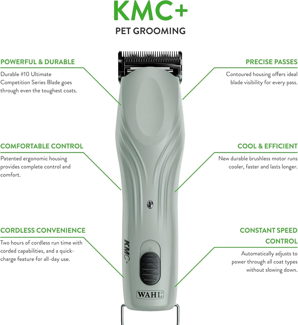 Wahl KMC Plus heavy duty dog grooming clipper showing the textured ergonomic housing.