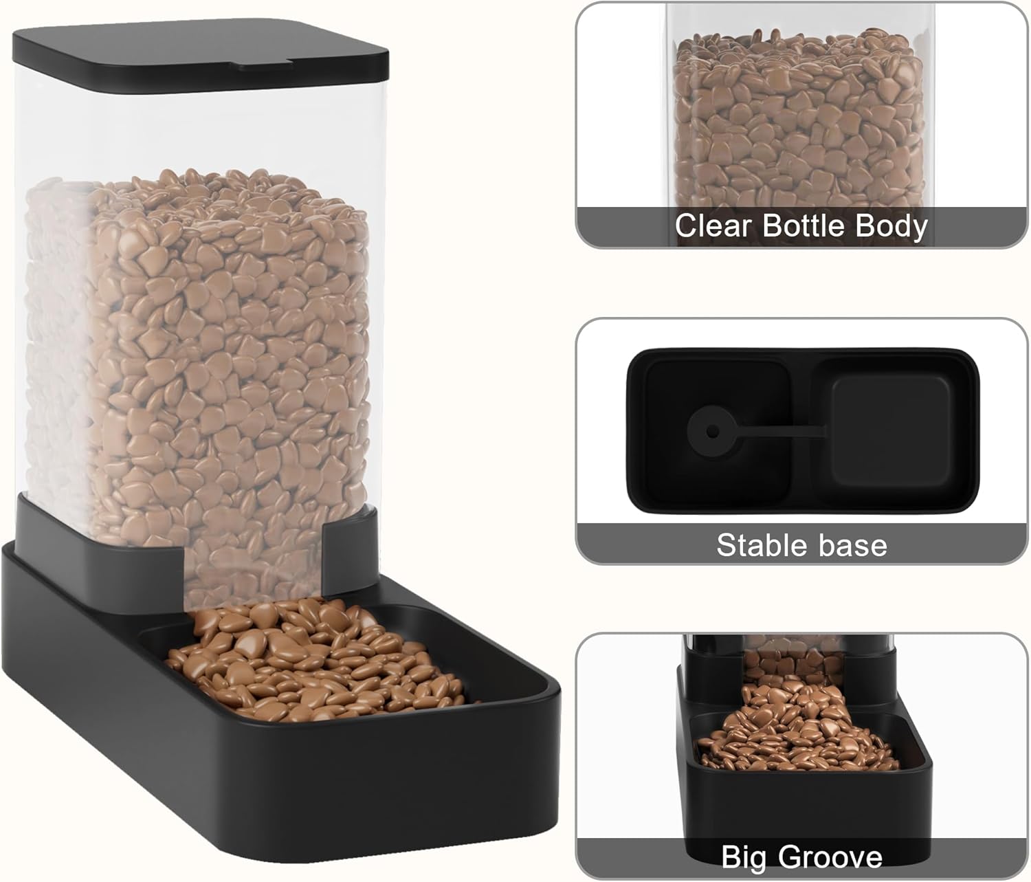 Wefeedy non toxic automatic cat food dispenser being filled with dry kibble