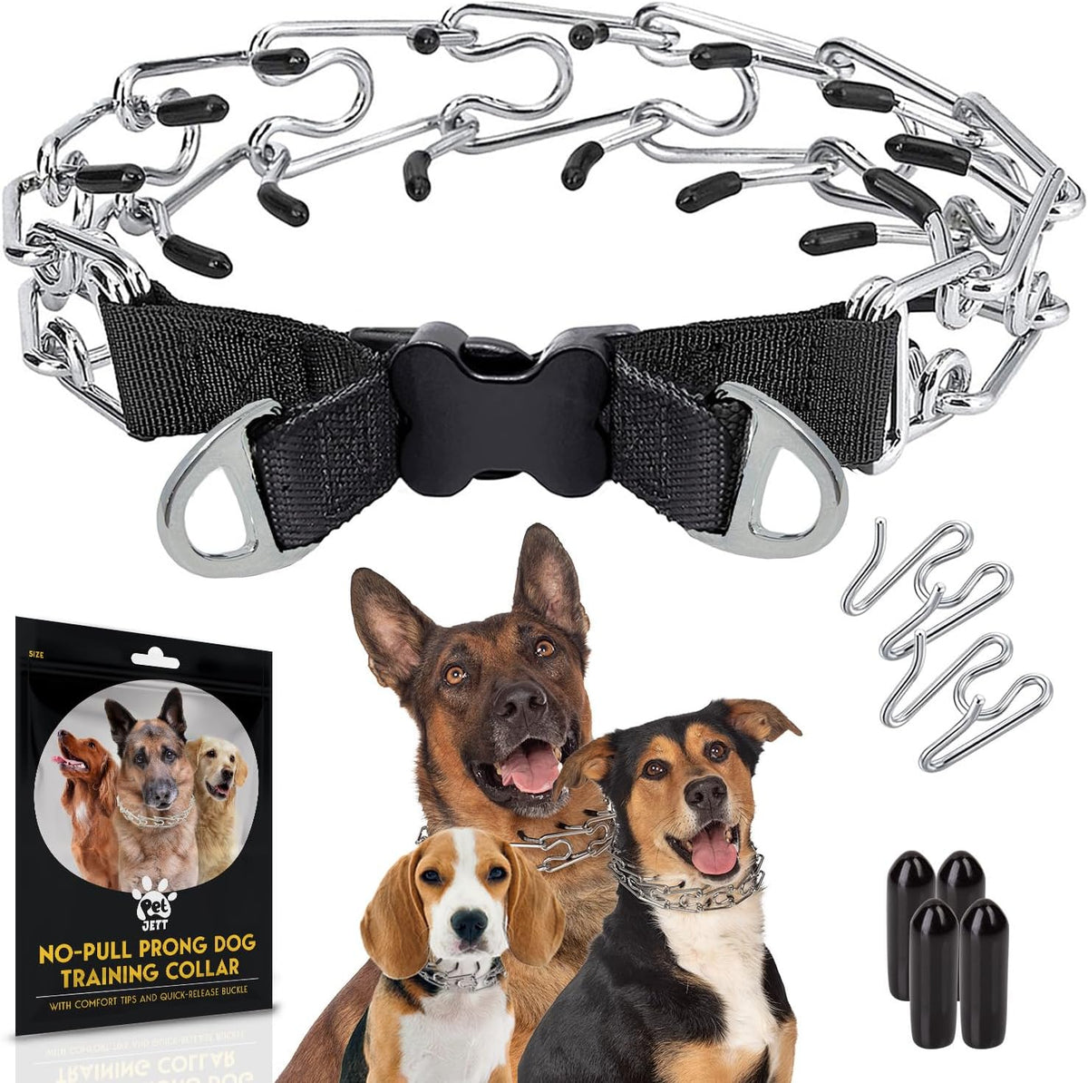 PetJett Prong Collar for Dogs - Choke Collar for Dogs, Pinch Collar for Dog Adjustable No Pull Dog Collar - Training Collar for Small Medium Large Dog Safety Durable Stainless Steel Metal Choker Chain - Image 9