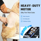 FuzzyFix cordless pet trimmer showing the universal charging port and ergonomic handle layout.