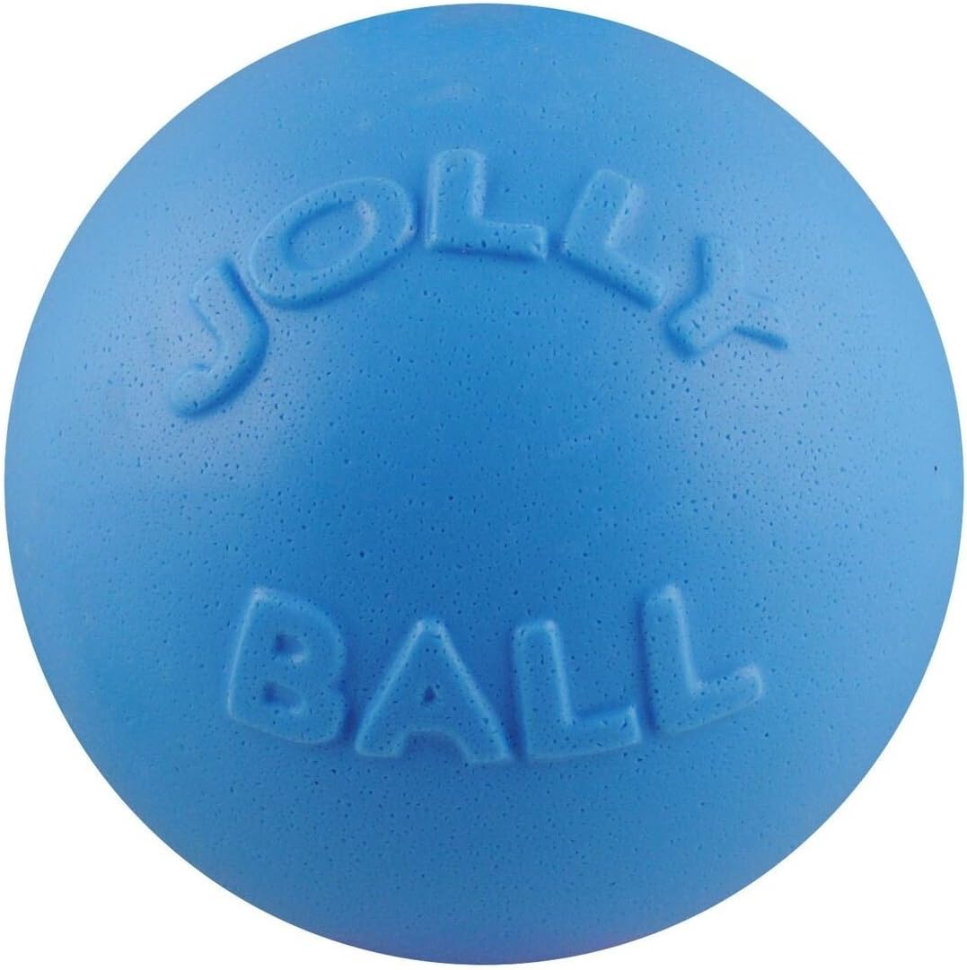 Jolly Pets Bounce-n-Play dog toy ball in blue front view