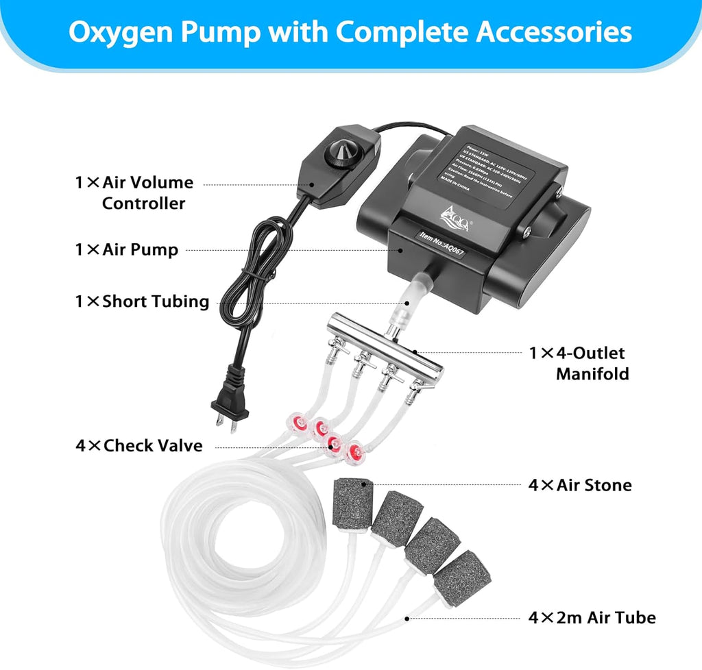 AQQA 15W powerful oxygen pump for large fish tanks.