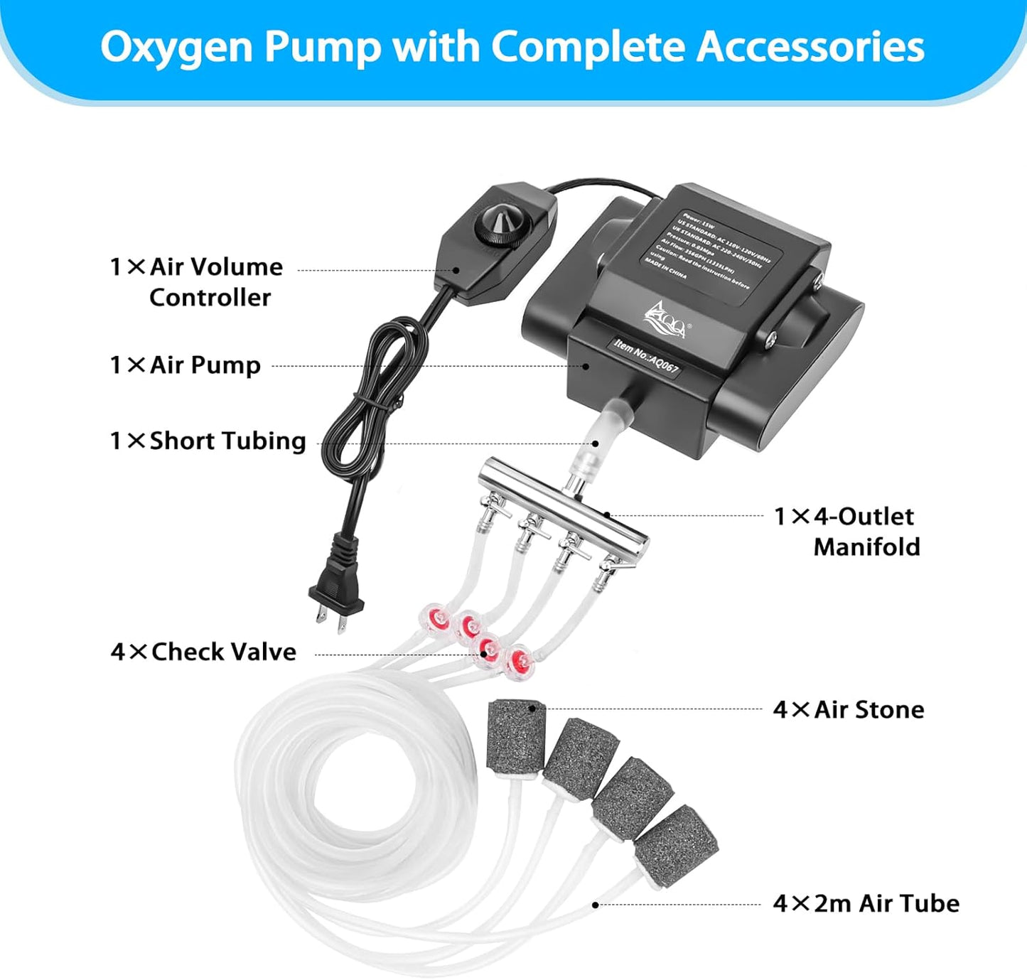 AQQA 15W powerful oxygen pump for large fish tanks.