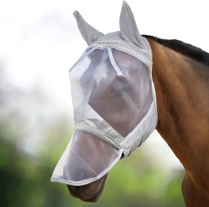 Detail of durable nylon mesh material on fly mask