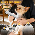 Edlis dog trimmer for grooming showing four interchangeable attachment heads